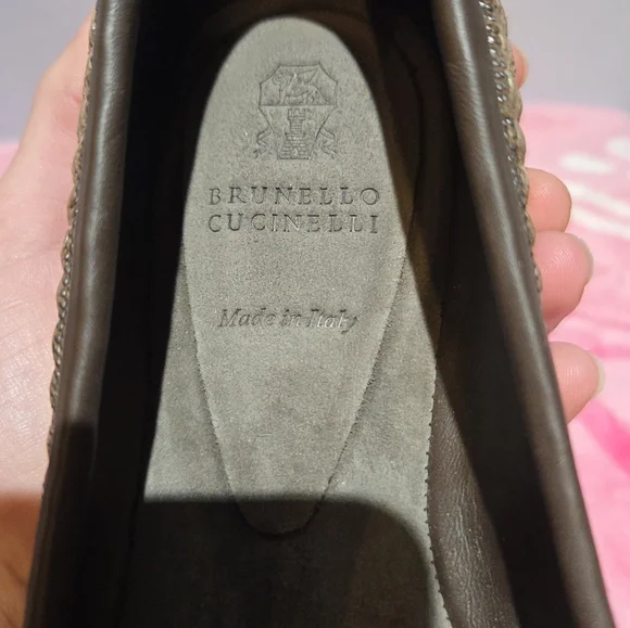 Women's Brunello Cucinelli Brown Leather Trimmed Raffia Slippers, Size 37 - Picture 10 of 10